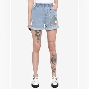 Studio Ghibli My Neighbor Totoro Elastic High-Waisted Denim Shorts
